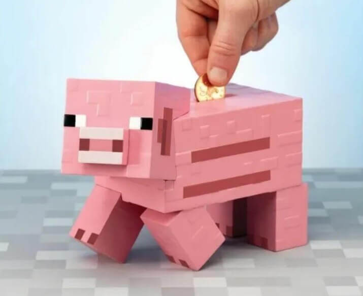 Minecraft lahjaideat -Vaaleanpunainen Minecraft-possusäästäjä